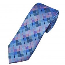 Tresanti Blue, Pink, Purple  & Grey Diamond Pattern Silk Men's Designer Tie