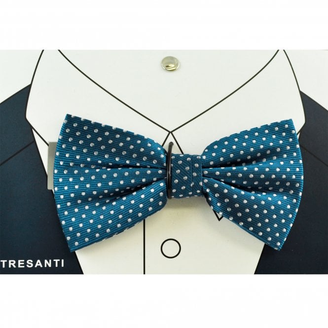 Tresanti Blue & White Polka Dot Men's Silk Bow Tie