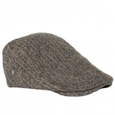 Tresanti Brown, Beige & Royal Blue Herringbone Checked Flat Cap