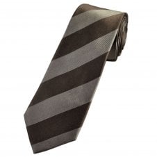 Tresanti Brown & Beige Striped Men's Silk Designer Tie