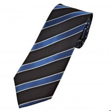 Tresanti Brown, Blue & White Striped Men's Designer Silk Tie