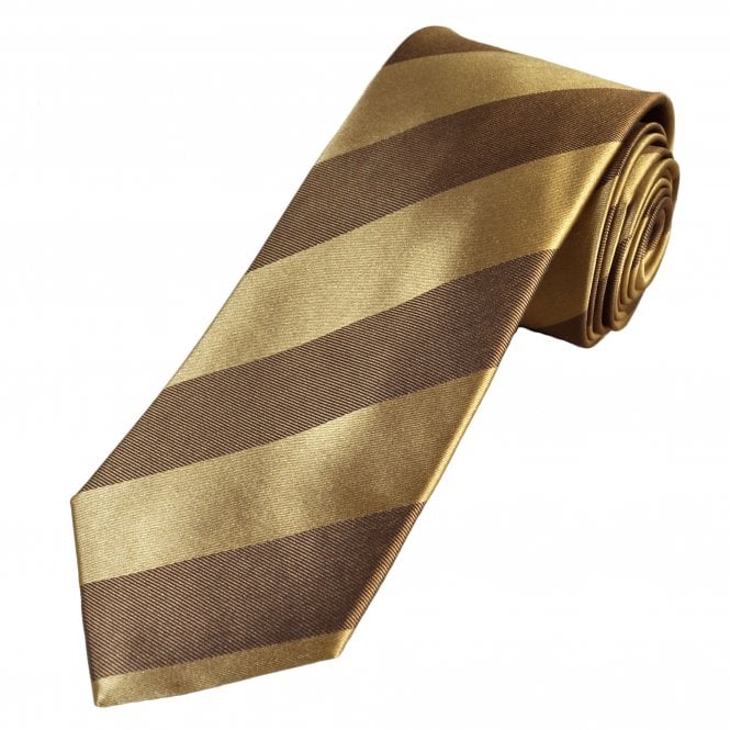 Tresanti Brown & Caramel Gold Striped Men's Silk Designer Tie