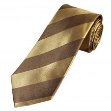 Tresanti Brown & Caramel Gold Striped Men's Silk Designer Tie