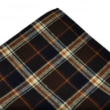 Tresanti Brown, Navy Blue & Ivory Checked Cotton Pocket Square Handkerchief