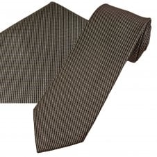Tresanti Brown & Navy Blue Micro Houndstooth Pattern Men's Designer Silk Tie & Pocket Square Handkerchief Set