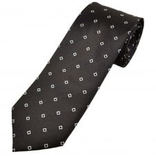 Tresanti Brown, White & Navy Blue Diamond Pattern Men's Designer Silk Tie