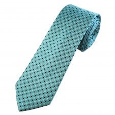 Tresanti Celeste Aqua Blue, Navy & White Circle Pattern Men's Silk Tie