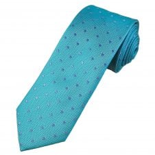 Tresanti Celeste Aqua Blue, Silver & Light Blue Polka Dot Men's Silk Tie