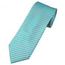 Tresanti Celeste Aqua Blue, Sky Blue & White Stripe Men's Silk Tie