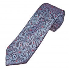 Tresanti Celeste Arctic Blue, Burgundy, Red & Navy Blue Pattern Men's Silk Tie