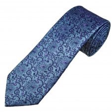 Tresanti Celeste Arctic Blue, Plum, Lilac & Navy Blue Pattern Men's Silk Tie