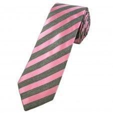 Tresanti Celeste Baby Pink & Grey Striped Men's Designer Tie