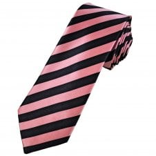 Tresanti Celeste Baby Pink & Navy Blue Striped Men's Designer Silk Tie