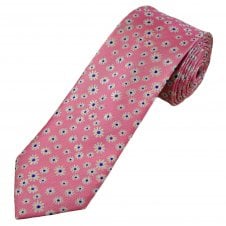 Tresanti Celeste Baby Pink, White & Royal Blue Flower Pattern Men's Silk Tie