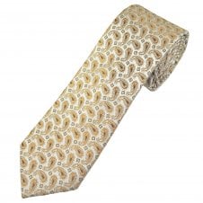 Tresanti Celeste Beige, Copper & Chocolate Brown Paisley Pattern Men's Silk Tie