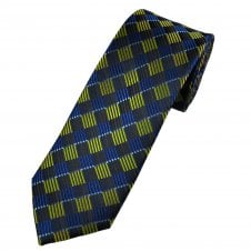 Tresanti Celeste Black, Blue & Lime Green Diamond Pattern Silk Men's Designer Tie