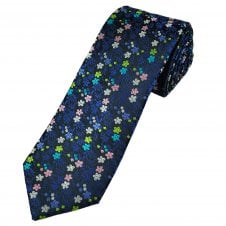Tresanti Celeste Black, Blue, Pink, Green & White Floral Pattern Men's Silk Designer Tie