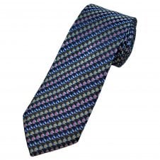 Tresanti Celeste Black, Brown, Shades of Blue, Pink & Gold Geometric Pattern Men's Designer Silk Tie