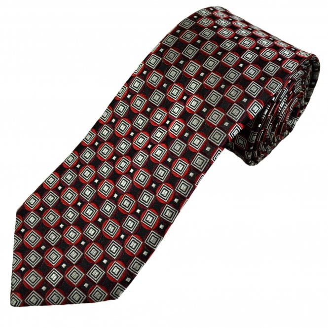 Tresanti Celeste Black, Burgundy, Red & Silver Pattern Men's Silk Tie
