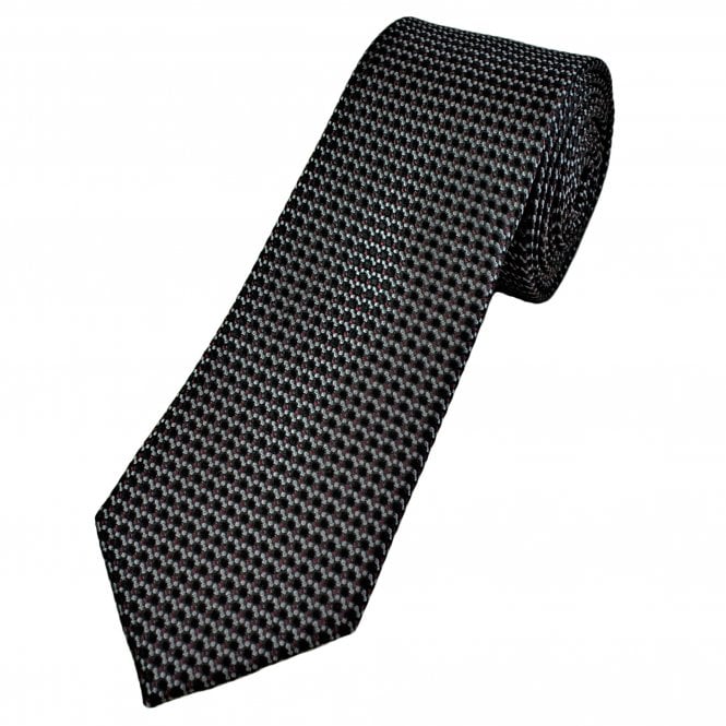 Tresanti Celeste Black, Charcoal Grey & Burgundy Patterned Men's Designer Silk Tie