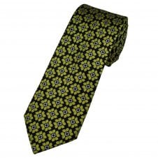 Tresanti Celeste Black, Chartreuse Yellow & Silver Patterned Men's Silk Tie