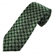Tresanti Celeste Black, Forest Green, Lime Green & Silver Pattern Men's Silk Tie