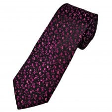 Tresanti Celeste Black, Fuchsia Pink & Baby Pink Flower Pattern Men's Silk Tie