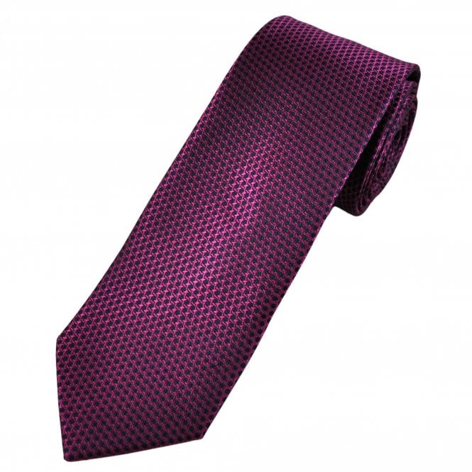 Tresanti Celeste Black & Fuchsia Pink Patterned Silk Men's Designer Tie