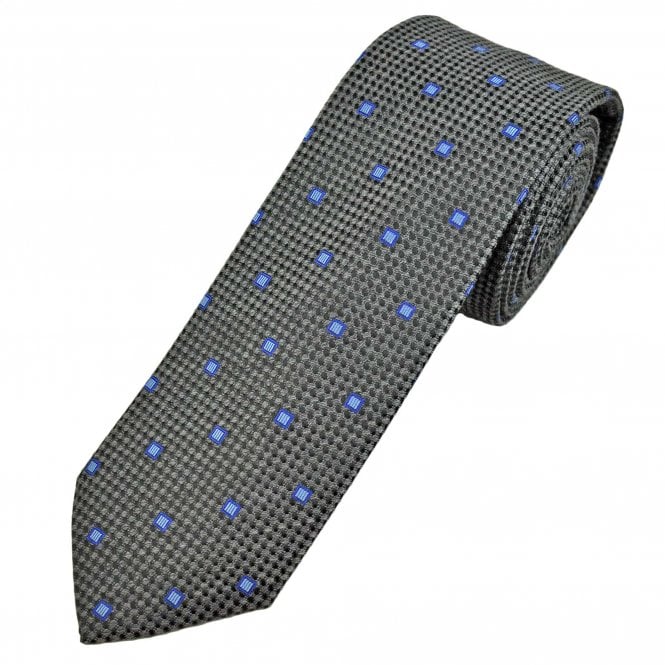 Tresanti Celeste Black, Grey, Royal Blue & Light Blue Pattern Men's Silk Tie