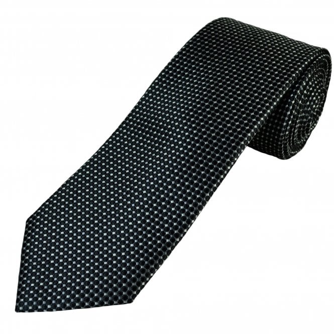 Tresanti Celeste Black, Grey & Silver Pattern Men's Silk Designer Tie