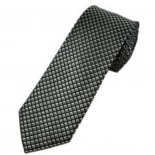 Tresanti Celeste Black, Grey & Silver Square Pattern Men's Silk Tie