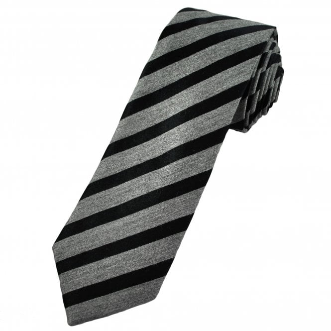 Tresanti Celeste Black & Grey Striped Men's Designer Tie