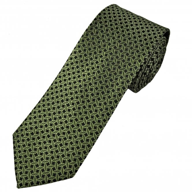 Tresanti Celeste Black, Leaf Green & Sage Green Oval Pattern Men's Silk Tie