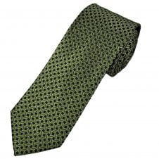 Tresanti Celeste Black, Leaf Green & Sage Green Oval Pattern Men's Silk Tie