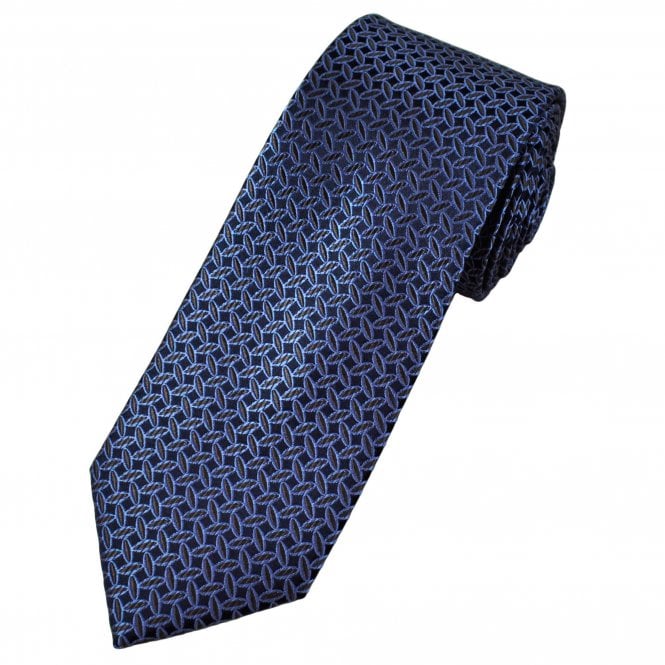 Tresanti Celeste Black, Light Blue & Brown Oval Pattern Men's Silk Tie