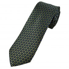 Tresanti Celeste Black, Light Blue & Ivory Cream Circle & Spot Patterned Men's Silk Designer Tie