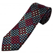 Tresanti Celeste Black & Multi Coloured Diamond Checked Pattern Men's Silk Designer Tie