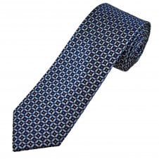 Tresanti Celeste Black, Navy, Light Blue, Silver & Pink Circle Pattern Men's Silk Tie