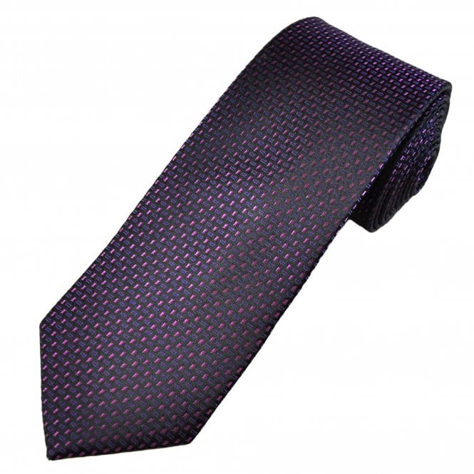 Tresanti Celeste Black, Purple & Dusky Pink Pattern Men's Silk Designer Tie