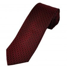 Tresanti Celeste Black & Red Checked Stripe Men's Silk Designer Tie