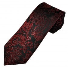 Tresanti Celeste Black & Red Dot Swirl Pattern Men's Silk Designer Tie