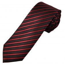 Tresanti Celeste Black, Red, Wine Red & Grey Stripe Men's Silk Tie