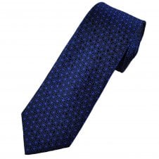Tresanti Celeste Black & Royal Blue Flower Men's Silk Tie