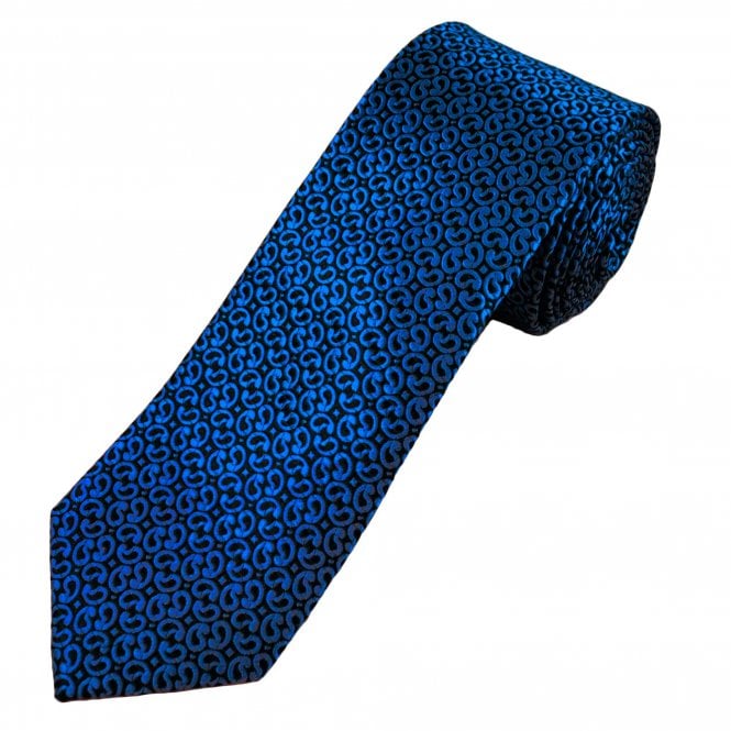 Tresanti Celeste Black & Royal Blue Small Paisley Pattern Men's Silk Tie