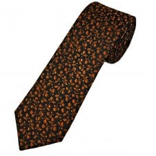 Tresanti Celeste Black & Rust Orange Flower Pattern Men's Silk Tie