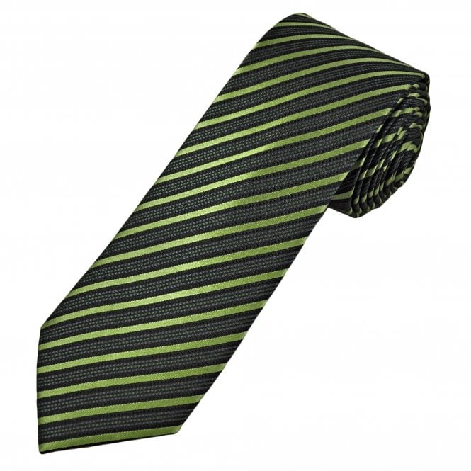 Tresanti Celeste Black, Sage, Grey & Dark Green Stripe Men's Silk Tie