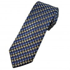 Tresanti Celeste Black, Shades of Blue, Gold & Brown Patterned Men's Designer Silk Tie