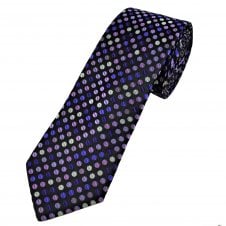 Tresanti Celeste Black, Shades of Purple & Silver Oval Sequin Pattern Men's Silk Designer Tie