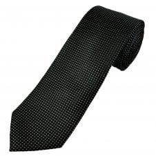Tresanti Celeste Black & Silver Dot Pattern Men's Silk Designer Tie