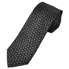 Tresanti Celeste Black & Silver Flower Pattern Men's Silk Tie